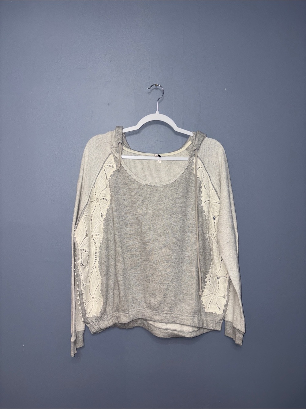 Free People | Gray Lace Hooded Sweater